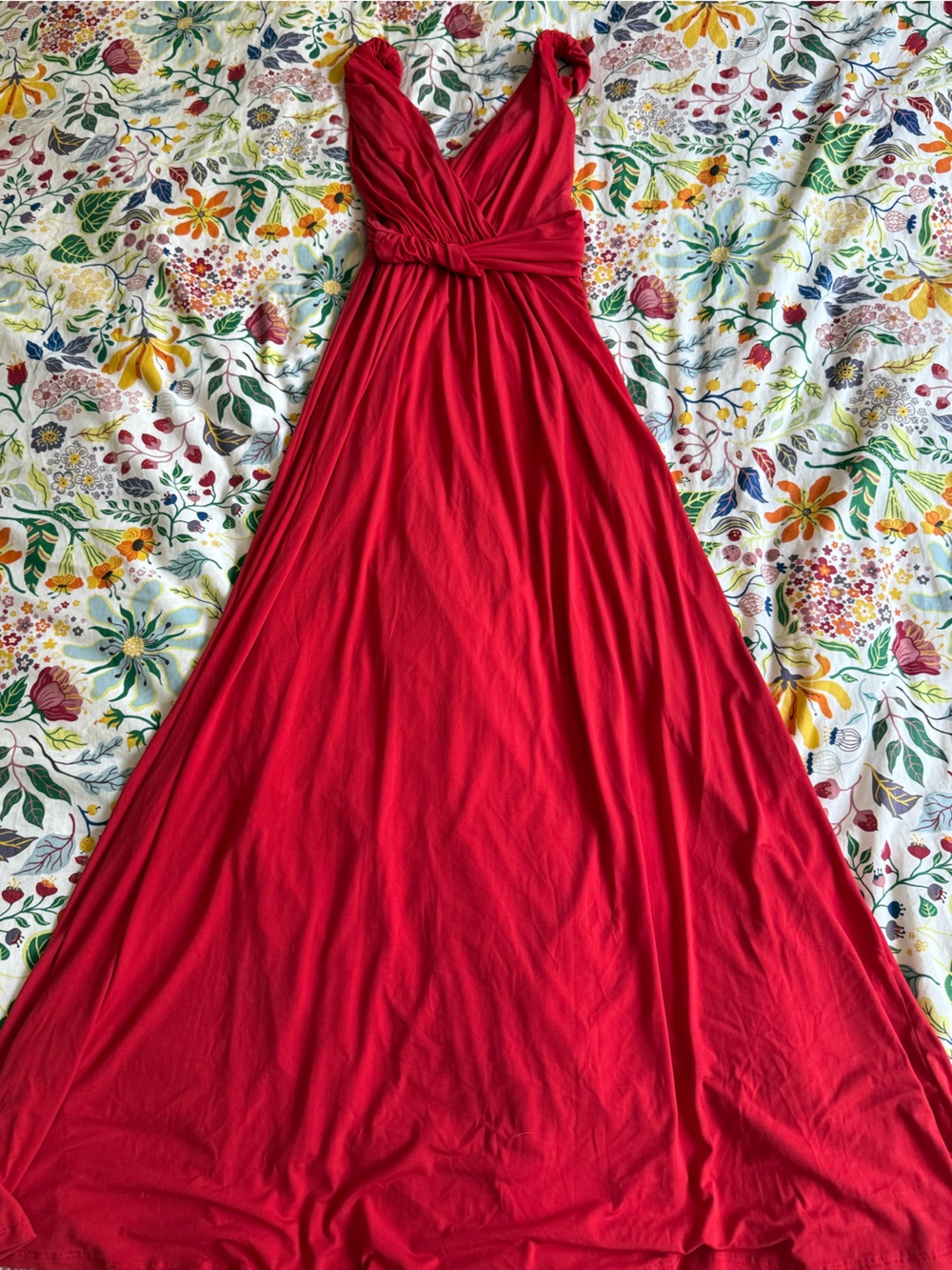 Calvin Klein Red Knot-Front Maxi Dress